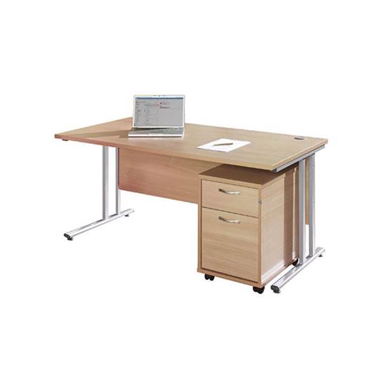 Picture of Maestro Desking - Straight Desk Bundle with 2 Drawer Pedestal - Beech Worktop